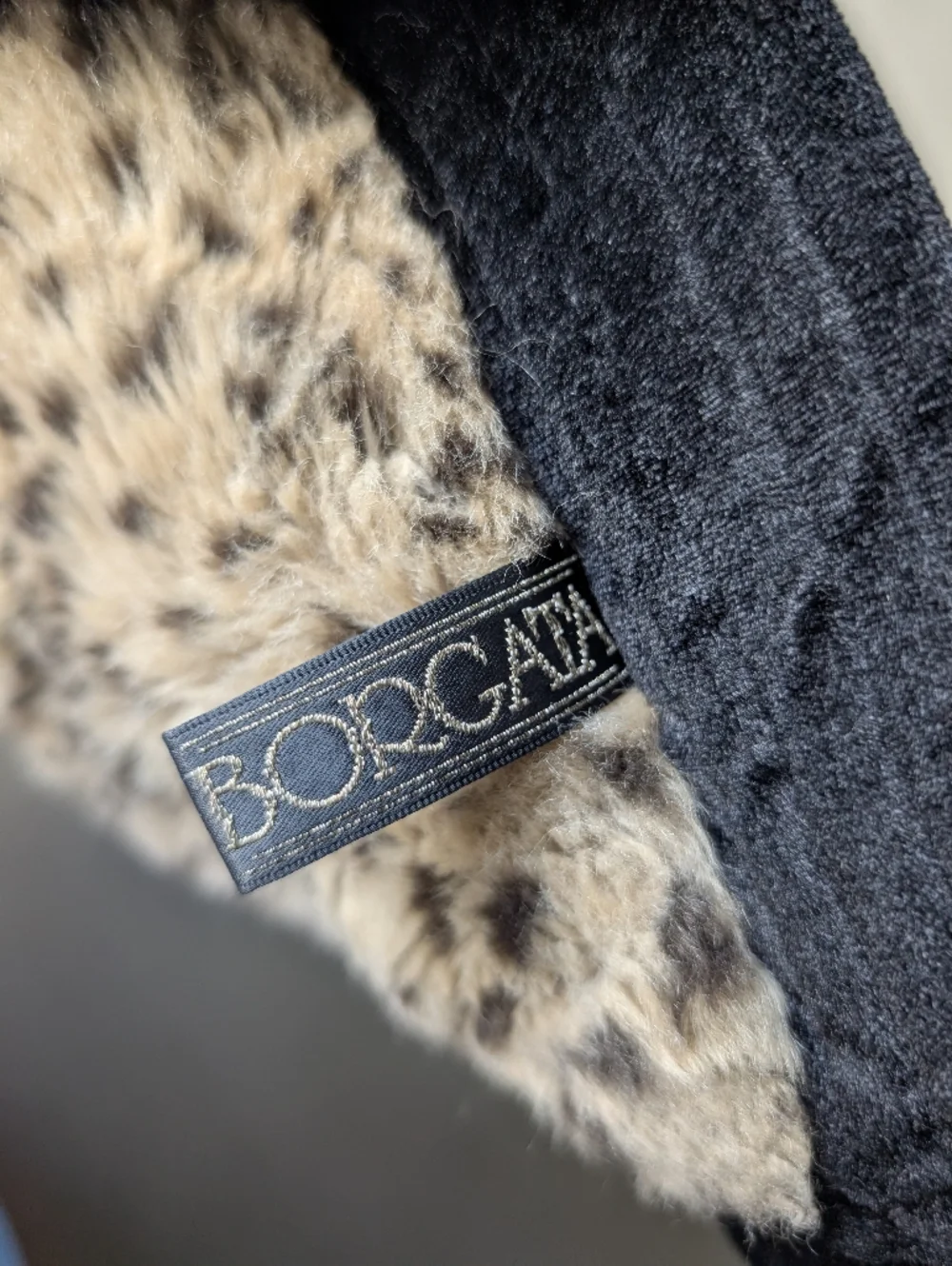Borgata Faux Fur Spot Accent Pillow Black Brown Animal Print Soft Fur Size 20x20